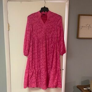 SHEIN Vibrant Pink Long Sleeve Dress